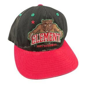 Element Skate California Snap Back Hat Cap Mens Black Red Embroidered Casual